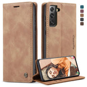 For Samsung Galaxy S21 FE CaseMe 013 Multifunctional Horizontal Flip Leather Case, with Card Slot & Holder & Wallet(Brown)