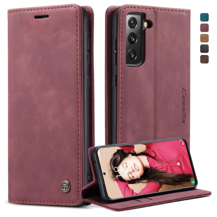 For Samsung Galaxy S21 FE CaseMe 013 Multifunctional Horizontal Flip Leather Case, with Card Slot & Holder & Wallet(Wine Red) - free shipping - PMC TechLife - Order now!