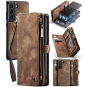 For SamsFor Samsung Galaxy S21 FE CaseMe 008 Detachable Multifunctional Flip Leather Phone Case(Brown)