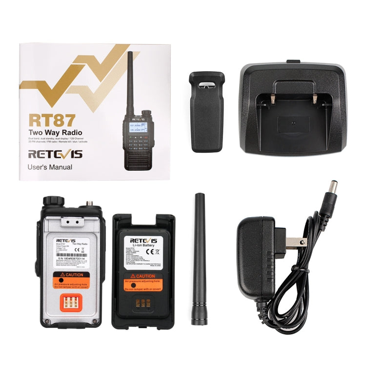 RETEVIS RT87 136-174MHz + 400-480MHz 128CHS Waterproof Dual Band DTMF Two Way Radio Handheld Walkie Talkie, US Plug - free shipping - PMC Jewellery - Order now!