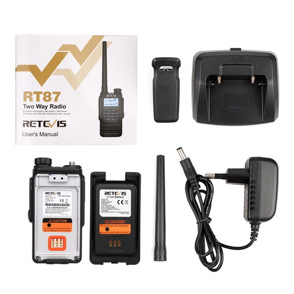 RETEVIS RT87 136-174MHz + 400-480MHz 128CHS Water-resistant Dual Band DTMF Two Way Radio Handheld Walkie Talkie, EU Plug
