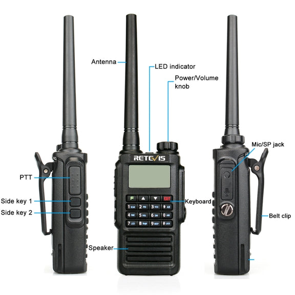 RETEVIS RT87 136-174MHz + 400-480MHz 128CHS Water-resistant Dual Band DTMF Two Way Radio Handheld Walkie Talkie, EU Plug