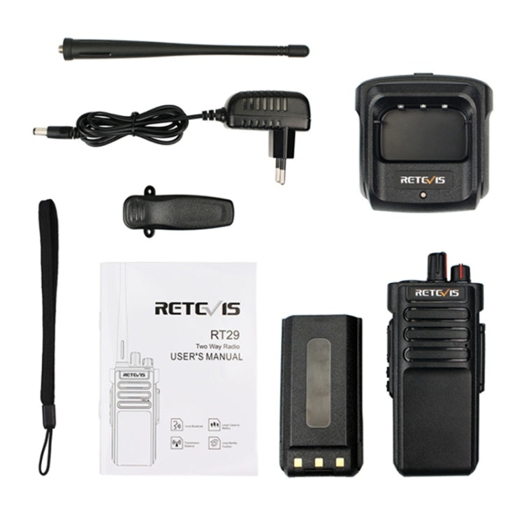 RETEVIS RT29 10W UHF 400-480MHz 16CHS Two Way Radio Handheld Walkie Talkie, EU Plug(Black) - free shipping - PMC Jewellery - Order now!