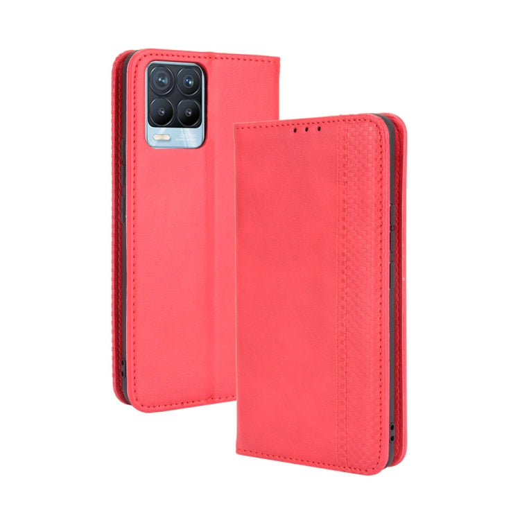 For OPPO Realme 8 4G / Realme 8 Pro 4G Magnetic Buckle Retro Crazy Horse Texture Horizontal Flip Leather Case with Holder & Card Slots & Photo Frame(Red) - Realme Cases by PMC TechLife | Online Shopping South Africa | PMC TechLife | Buy Now Pay Later Mobicred