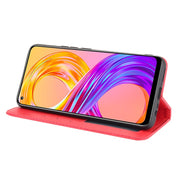 For OPPO Realme 8 4G / Realme 8 Pro 4G Magnetic Buckle Retro Crazy Horse Texture Horizontal Flip Leather Case with Holder & Card Slots & Photo Frame(Red)