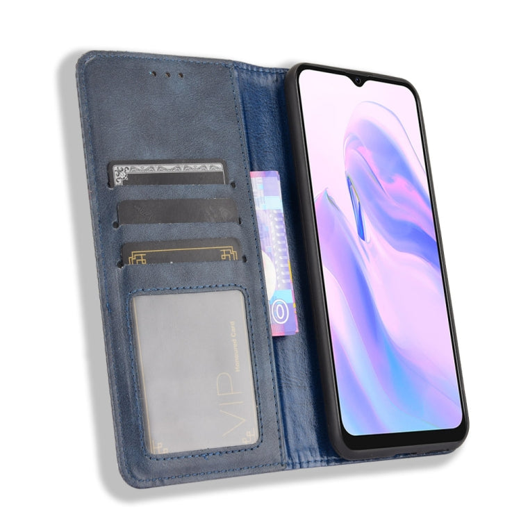 For Blackview A70 (2021) Magnetic Buckle Retro Crazy Horse Texture Horizontal Flip Leather Case with Holder & Card Slots & Photo Frame(Blue) - More Brand by PMC TechLife | Online Shopping South Africa | PMC TechLife | Buy Now Pay Later Mobicred