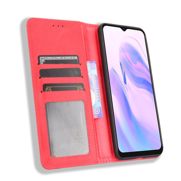 For Blackview A70 (2021) Magnetic Buckle Retro Crazy Horse Texture Horizontal Flip Leather Case with Holder & Card Slots & Photo Frame(Red) - More Brand by PMC TechLife | Online Shopping South Africa | PMC TechLife | Buy Now Pay Later Mobicred