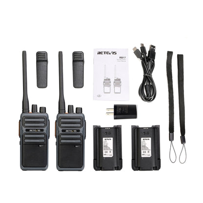 1 Pair RETEVIS RB17 462.5500-462.7250MHz 16CHS FRS License-free Two Way Radio Handheld Walkie Talkie, US Plug(Black) - free shipping - PMC Jewellery - Order now!