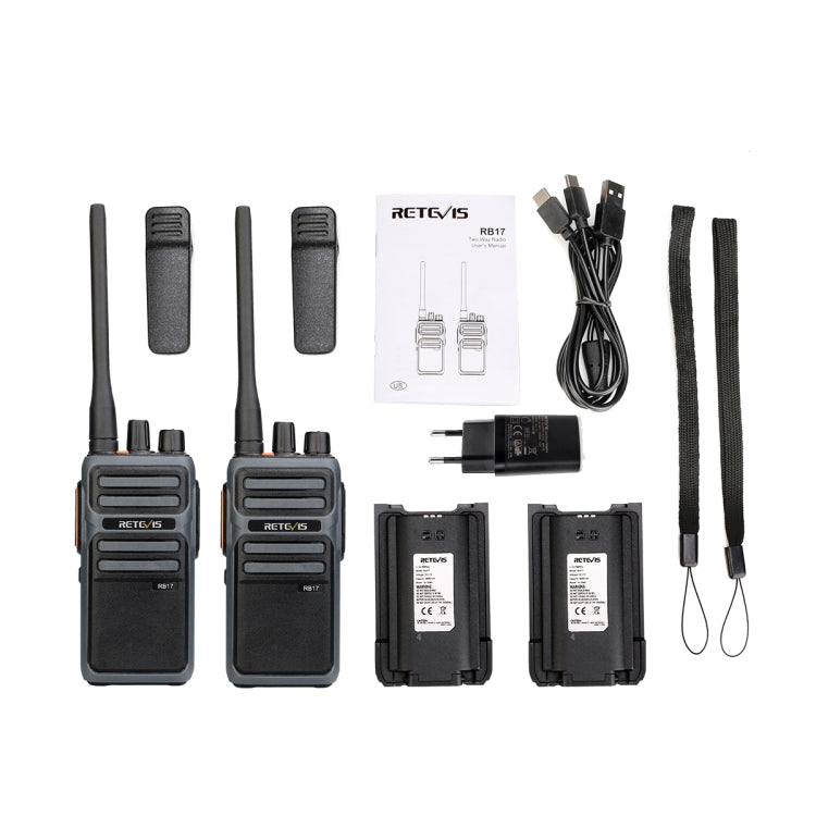 1 Pair RETEVIS RB617 PMR446 16CHS License-free Two Way Radio Handheld Walkie Talkie, EU Plug(Black)