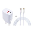 T087 20W USB-C / Type-C + USB Ports Charger with 100W Type-C to 8 Pin Fast Charging Cable 2m, EU Plug - USB Charger by PMC TechLife | Online Shopping South Africa | PMC TechLife | Buy Now Pay Later Mobicred