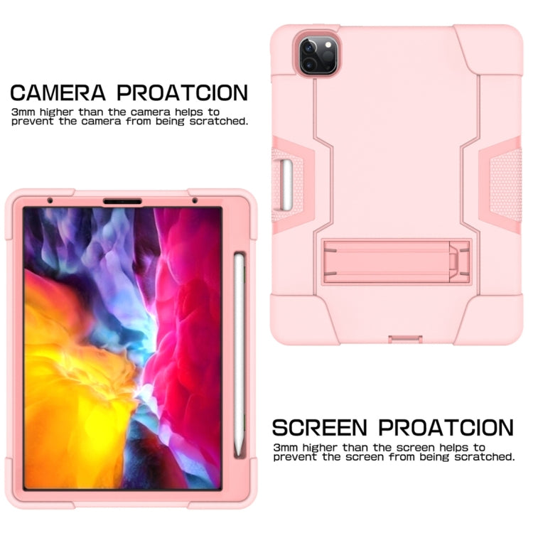 Contrast Color Robot Shockproof Silicone + PC Protective Case with Holder & Pen Slot For iPad Pro 12.9 (2018) / (2020)(Rose Gold) - iPad Pro 12.9 (2018) Cases by PMC TechLife | Online Shopping South Africa | PMC TechLife