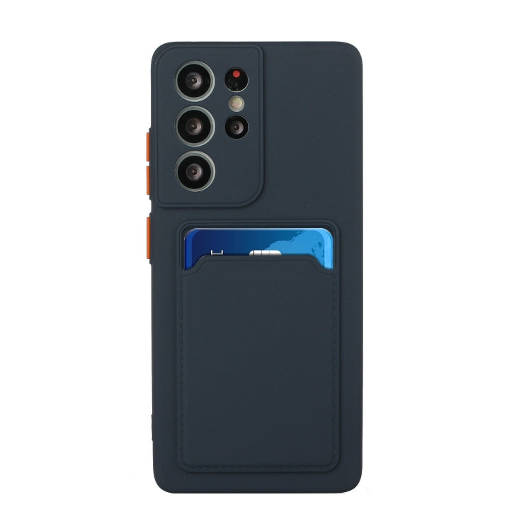 For Samsung Galaxy S21 Ultra 5G Card Slot Design Shockproof TPU Protective Case(Dark Blue) - Galaxy S21 Ultra 5G Cases by PMC TechLife | Online Shopping South Africa | PMC TechLife