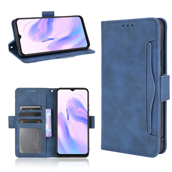 For Blackview A70 (2021) Skin Feel Calf Pattern Horizontal Flip Leather Case with Holder & Card Slots & Photo Frame(Blue)