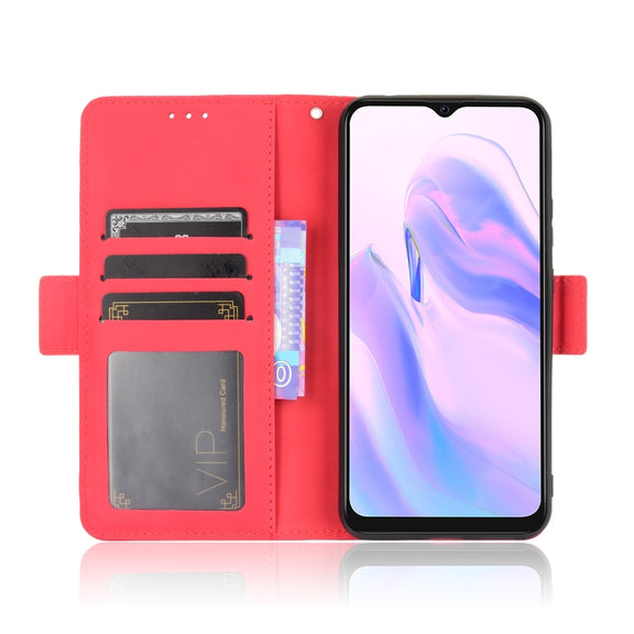 For Blackview A70 (2021) Skin Feel Calf Pattern Horizontal Flip Leather Case with Holder & Card Slots & Photo Frame(Red)