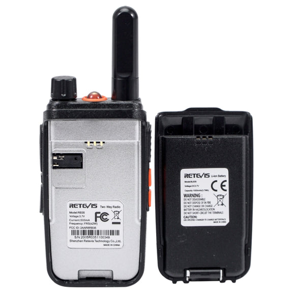 1 Pair RETEVIS RB35 2W US Frequency 462.5500-462.7250MHz 16CHS FRS License-free Two Way Radio Handheld Walkie Talkie(Black)