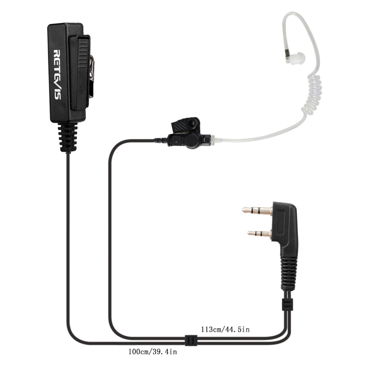 RETEVIS TK 2 Pin Long Clip Air Guide Covert Acoustic Tube Earpiece Speaker Microphone for H-777 / RT-5R / RT-5RV / RT-B6 - Microphones & Headsets by RETEVIS | Online Shopping South Africa | PMC TechLife | Buy Now Pay Later Mobicred