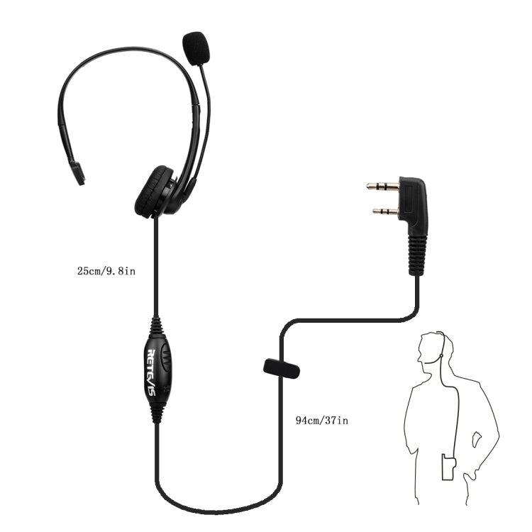 RETEVIS TK 2 Pin PTT Headphone Microphone for H-777 / RT-5R / RT-5RV / RT-B6 - free shipping - PMC Jewellery - Order now!