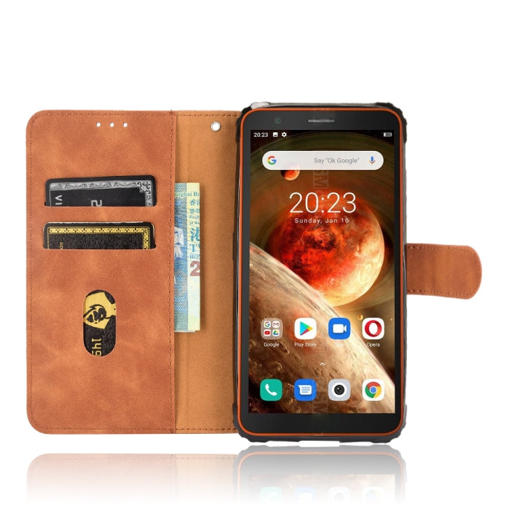 For Blackview BV6600 Solid Color Skin Feel Magnetic Buckle Horizontal Flip Calf Texture PU Leather Case with Holder & Card Slots & Wallet(Brown)