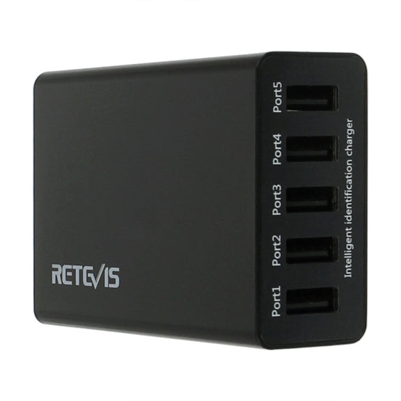 RETEVIS RTC501 40W / 8A 5 Ports USB Multi-function Charger Desktop Charging Station for H-777/RT27/RT7/RT22/H-777S