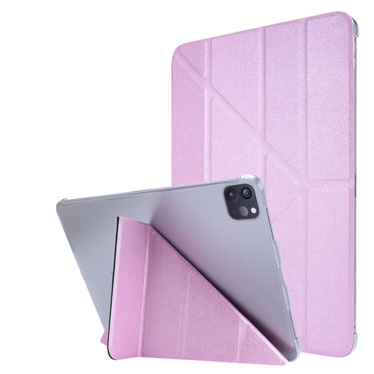 For iPad Air 13 2025 / 2024 / iPad Pro 12.9 2022 / 2021 Silk Texture Horizontal Deformation Flip Leather Tablet Case with Holder(Pink) - iPad Pro 12.9 (2022/2021) Cases by PMC Jewellery | Online Shopping South Africa | PMC Jewellery | Buy Now Pay Later Mobicred