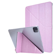 For iPad Air 13 2025 / 2024 / iPad Pro 12.9 2022 / 2021 Silk Texture Horizontal Deformation Flip Leather Tablet Case with Holder(Pink)