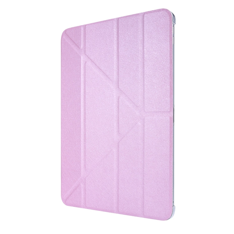 For iPad Air 13 2025 / 2024 / iPad Pro 12.9 2022 / 2021 Silk Texture Horizontal Deformation Flip Leather Tablet Case with Holder(Pink)