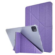 For iPad Air 13 2025 / 2024 / iPad Pro 12.9 2022 / 2021 Silk Texture Horizontal Deformation Flip Leather Tablet Case with Holder(Purple)