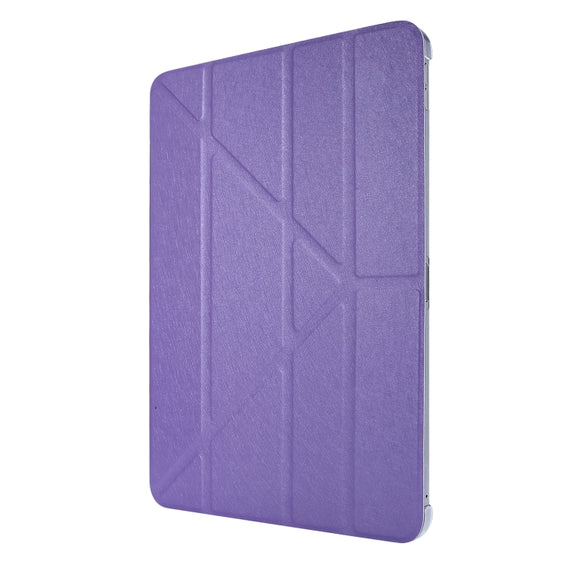 For iPad Air 13 2025 / 2024 / iPad Pro 12.9 2022 / 2021 Silk Texture Horizontal Deformation Flip Leather Tablet Case with Holder(Purple)