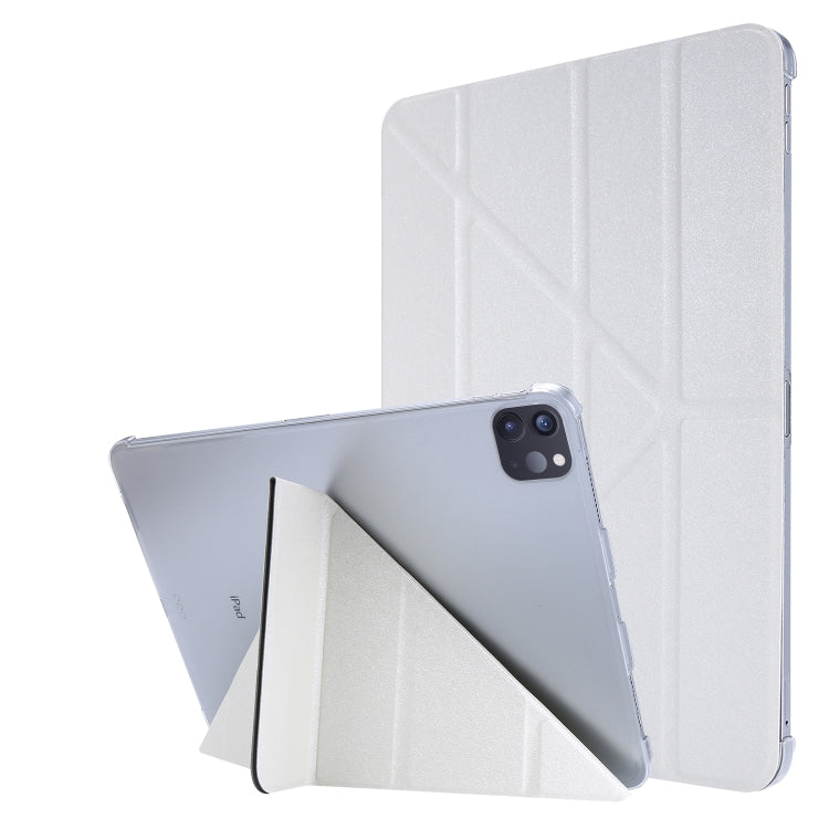 For iPad Air 13 2024 / iPad Pro 12.9 2022 / 2021 Silk Texture Horizontal Deformation Flip Leather Tablet Case with Holder(White) - iPad Pro 12.9 (2022/2021) Cases by PMC TechLife | Online Shopping South Africa | PMC TechLife | Buy Now Pay Later Mobicred