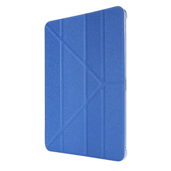 For iPad Air 13 2025 / 2024 / iPad Pro 12.9 2022 / 2021 Silk Texture Horizontal Deformation Flip Leather Tablet Case with Holder(Blue)