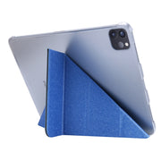 For iPad Air 13 2025 / 2024 / iPad Pro 12.9 2022 / 2021 Silk Texture Horizontal Deformation Flip Leather Tablet Case with Holder(Blue)