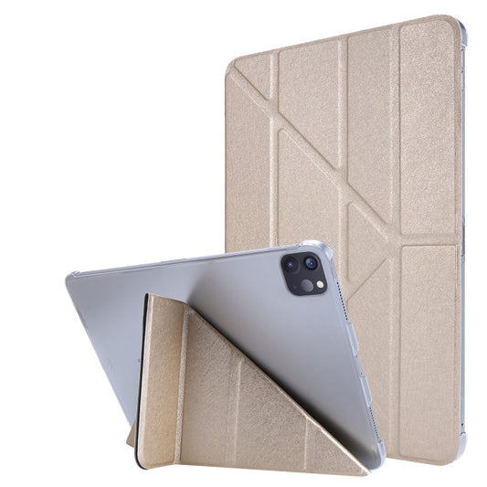 For iPad Air 13 2025 / 2024 / iPad Pro 12.9 2022 / 2021 Silk Texture Horizontal Deformation Flip Leather Tablet Case with Holder(Gold) - iPad Pro 12.9 (2022/2021) Cases by PMC Jewellery | Online Shopping South Africa | PMC Jewellery | Buy Now Pay Later Mobicred