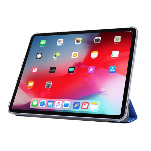 For iPad Air 13 2025 / 2024 / iPad Pro 12.9 2022 / 2021 Silk Texture Horizontal Deformation Flip Leather Tablet Case with Holder(Blue)