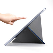 For iPad Air 13 2025 / 2024 / iPad Pro 12.9 2022 / 2021 Silk Texture Horizontal Deformation Flip Leather Tablet Case with Holder(Black)
