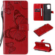 For OPPO A94 5G / F19 Pro / Reno 5F Pressed Printing Butterfly Pattern Horizontal Flip PU Leather Case with Holder & Card Slots & Wallet & Lanyard(Red) - OPPO Cases by PMC TechLife | Online Shopping South Africa | PMC TechLife | Buy Now Pay Later Mobicred