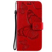 For OPPO A94 5G / F19 Pro / Reno 5F Pressed Printing Butterfly Pattern Horizontal Flip PU Leather Case with Holder & Card Slots & Wallet & Lanyard(Red)