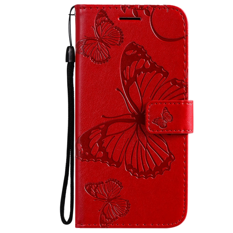 For OPPO A94 5G / F19 Pro / Reno 5F Pressed Printing Butterfly Pattern Horizontal Flip PU Leather Case with Holder & Card Slots & Wallet & Lanyard(Red)