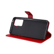 For OPPO A94 5G / F19 Pro / Reno 5F Pressed Printing Butterfly Pattern Horizontal Flip PU Leather Case with Holder & Card Slots & Wallet & Lanyard(Red)