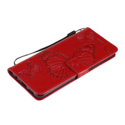 For OPPO A94 5G / F19 Pro / Reno 5F Pressed Printing Butterfly Pattern Horizontal Flip PU Leather Case with Holder & Card Slots & Wallet & Lanyard(Red)