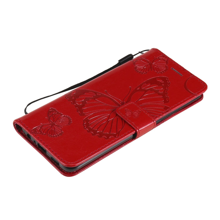 For OPPO A94 5G / F19 Pro / Reno 5F Pressed Printing Butterfly Pattern Horizontal Flip PU Leather Case with Holder & Card Slots & Wallet & Lanyard(Red)