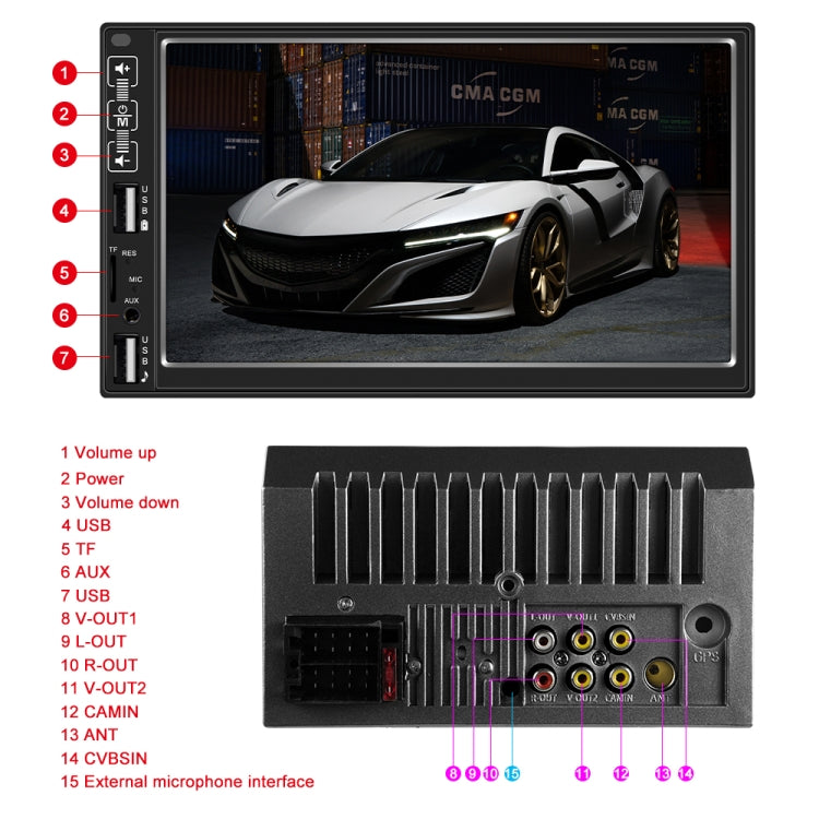 A2821 Car 7 inch Screen HD MP5 Player, Support Bluetooth / FM with Remote Control, Style:Standard + 4LEDs Light Camera - Car MP3 & MP4 & MP5 by PMC TechLife | Online Shopping South Africa | PMC TechLife | Buy Now Pay Later Mobicred