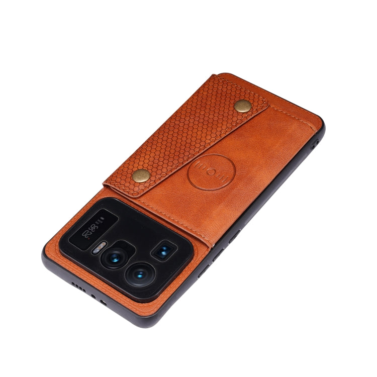 For Xiaomi Mi 11 Ultra Double Buckle PU + TPU Shockproof Magnetic Protective Case with Card Slot & Holder(Light Brown) - Xiaomi Cases by PMC TechLife | Online Shopping South Africa | PMC TechLife