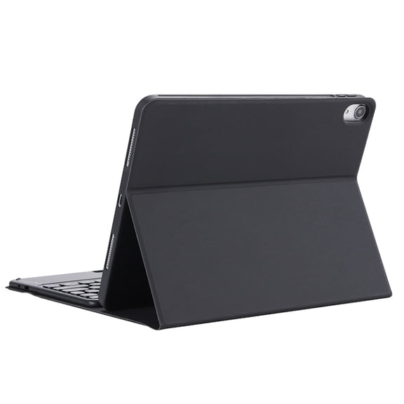 YT11B-A 2021 Detachable Candy Color Skin Texture Round Keycap Bluetooth Keyboard Leather Tablet Case with Touch Control & Pen Slot & Stand For iPad Pro 11 2021 / Air4 / Air5 / Pro 11(Black)