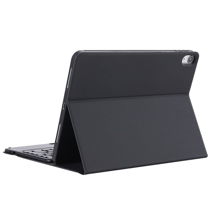 YT11B-A 2021 Detachable Candy Color Skin Texture Round Keycap Bluetooth Keyboard Leather Tablet Case with Touch Control & Pen Slot & Stand For iPad Pro 11 2021 / Air4 / Air5 / Pro 11(Black)