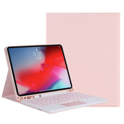 YT11B-A 2021 Detachable Candy Color Skin Texture Round Keycap Bluetooth Keyboard Leather Tablet Case with Touch Control & Pen Slot & Stand For iPad Pro 11 (2021)(Pink)