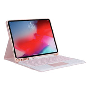 YT11B-A 2021 Detachable Candy Color Skin Texture Round Keycap Bluetooth Keyboard Leather Tablet Case with Touch Control & Pen Slot & Stand For iPad Pro 11 (2021)(Pink)