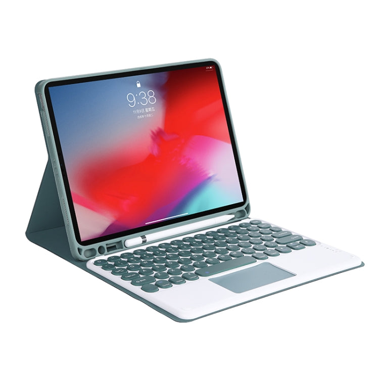 YT11B-A 2021 Detachable Candy Color Skin Texture Round Keycap Bluetooth Keyboard Leather Tablet Case with Touch Control & Pen Slot & Stand For iPad Pro 11 2021 / Air4 / Air5 / Pro 11(Dark Green) - For iPad Pro by PMC TechLife | Online Shopping South Africa | PMC TechLife | Buy Now Pay Later Mobicred