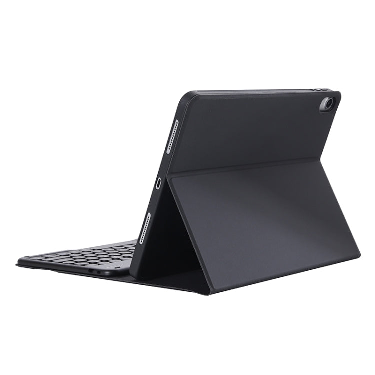 Y-C11B 2021 Detachable Candy Color Skin Texture Round Keycap Bluetooth Keyboard Leather Tablet Case with Pen Slot & Stand For iPad Pro 11 (2021)(Black)