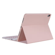 Y-C11B 2021 Detachable Candy Color Skin Texture Round Keycap Bluetooth Keyboard Leather Tablet Case with Pen Slot & Stand For iPad Pro 11 2021 / Air4 / Air5 / Pro 11(Pink)