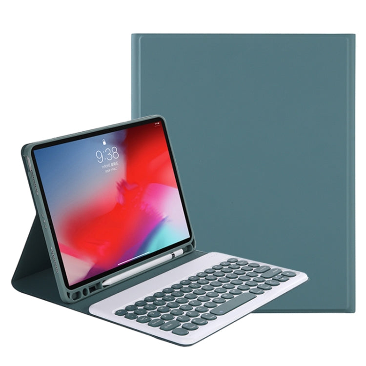 Y-C11B 2021 Detachable Candy Color Skin Texture Round Keycap Bluetooth Keyboard Leather Tablet Case with Pen Slot & Stand For iPad Pro 11 2021 / Air4 / Air5 / Pro 11(Dark Green) - For iPad Pro by PMC TechLife | Online Shopping South Africa | PMC TechLife | Buy Now Pay Later Mobicred